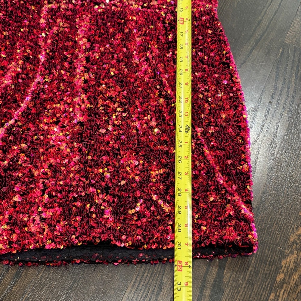 Helsi Jodi Plunging Sequin Mini Dress‎ Women XL Pink Red V-Neck Cocktail - Picture 8 of 10